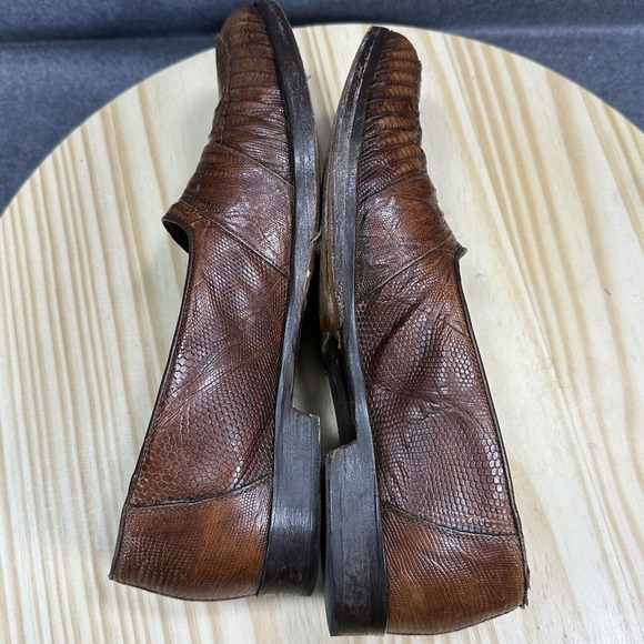 ZELLI ROSSI TEJU LIZARD PENNY LOAFER COGNAC 202 Size 8 Slip‎ On Dress Shoe Italy main image 4